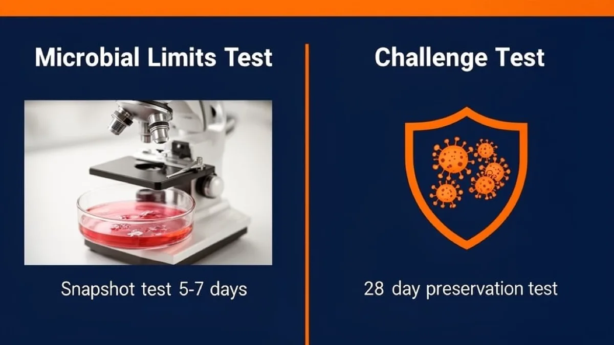 Comparison between microbial limits test and challenge test (preservative efficacy test) for cosmetics